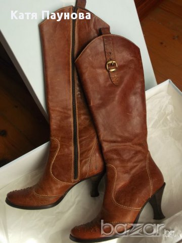 Кожени ботуши Bata с капси, естествена кожа, 37 номер, снимка 2 - Дамски ботуши - 9059391