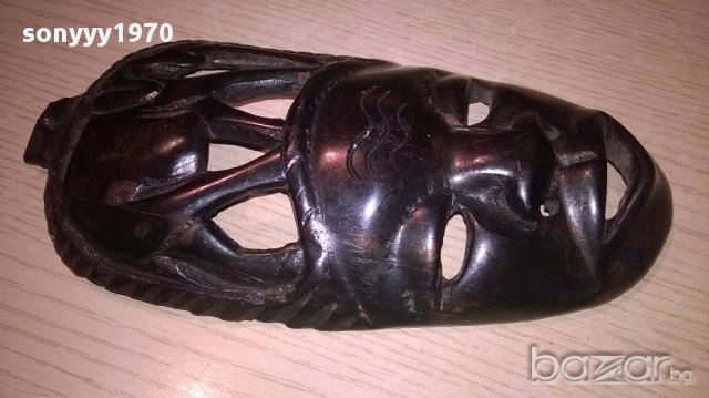 Африканска стара маска-дърво-21х11см-внос швеицария, снимка 4 - Антикварни и старинни предмети - 17307609