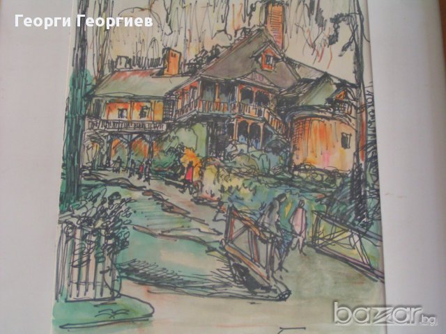 Картина смесена техника туш акварел на П.Лазаров, снимка 2 - Картини - 12657871