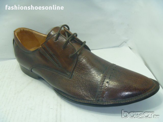 Български мъжки обувки- НЕДИ СТИЛ кафе ест.кожа връзки 3120, снимка 2 - Ежедневни обувки - 14000492