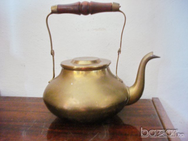 Стар бронзов чайник с капак, снимка 5 - Антикварни и старинни предмети - 7953554