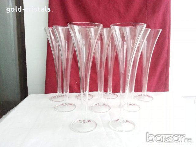 Високи стъклени кристални чаши  , снимка 11 - Антикварни и старинни предмети - 20400780