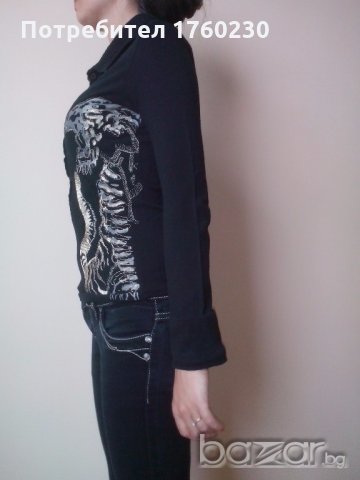 Черна блуза/риза с бродерия, снимка 3 - Блузи с дълъг ръкав и пуловери - 19063275