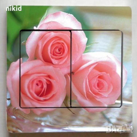 3 розови рози стикер за контакт ключ на лампа копчето