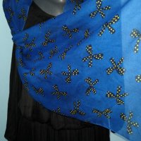Дълъг прозрачен шал в турско синьо / кобалтово син шал, снимка 2 - Шалове - 25667888