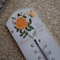 " Оранжеви цветя " - дървен термометър, снимка 2 - Други - 22891471