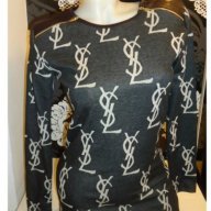дамска блузка-туника с кожени ръкави на YSL реплика-размер- М-Л - ХЛ, снимка 9 - Туники - 9218715