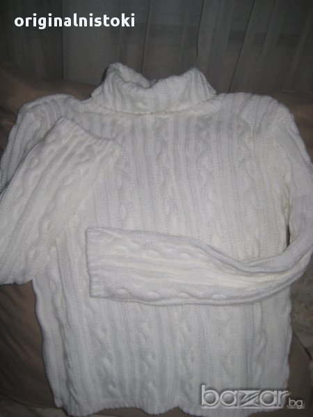 Снежно бяло поло пуловер, снимка 1