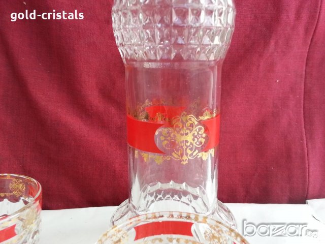 Гарафа и чаши с златни кантове  италия маркиран, снимка 8 - Антикварни и старинни предмети - 20688925