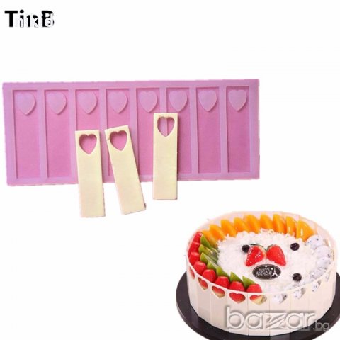 ленти с дупка сърце табели борд топер силиконов молд декорация торта шоколад фондан украса 