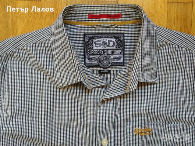 Нова цена SuperDry Japan риза мъжка ситно сиво каре, снимка 3 - Ризи - 24854715
