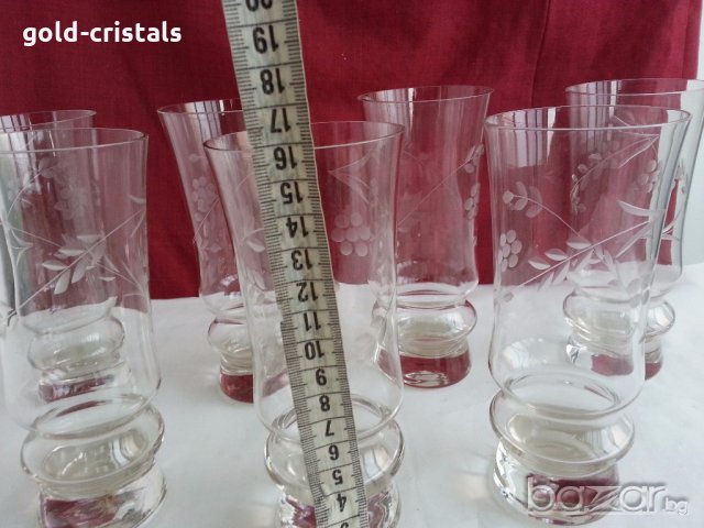 кристални чаши гравирани, снимка 3 - Антикварни и старинни предмети - 19802906
