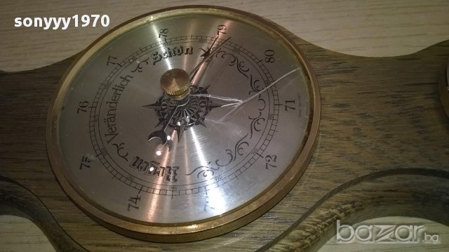 Ретро барометър-40/12см-дърво и месинг-внос швеицария, снимка 14 - Антикварни и старинни предмети - 16404019