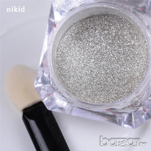 сребрист златист златиста злато сребро прах нокти пудра хромиран UV огледален ефект блясък пигмент , снимка 3 - Продукти за маникюр - 15448585