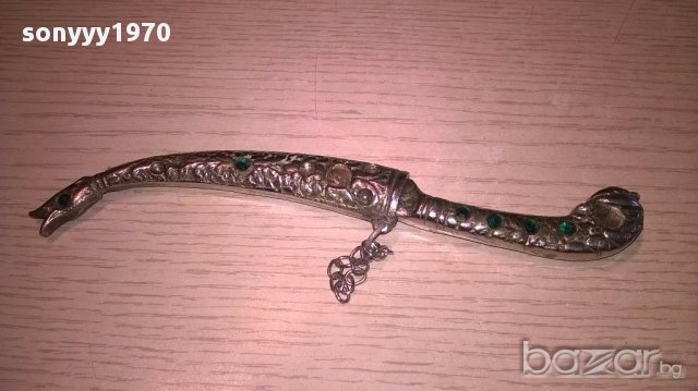 Turkiye-нож с кания-метални-19см-внос швеицария, снимка 7 - Антикварни и старинни предмети - 15882661