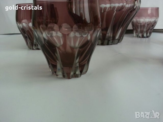 Ретро стъклени чаши с гарафа цветно стъкло , снимка 12 - Антикварни и старинни предмети - 25525942