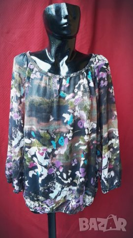 Шарена блуза шифон с ластици ХЛ, снимка 1