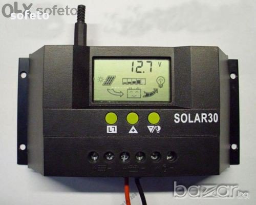 Соларен контролер 30а вграден амперметър соларен регулатор фотоволтаичен панел солар, снимка 1 - Хладилни чанти - 10942580