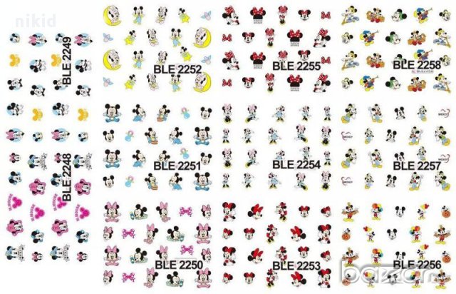 огромен лист мини и мики 11 в 1 татос ваденки водни стикери за нокти