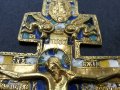 Антикварен бронзов кръст с позлата и емайл/Царска Русия/1850 год., снимка 13