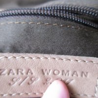 ZARA естествена кожа дамска чанта в цвят пудра, снимка 3 - Чанти - 25661019