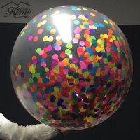 Голям прозрачен балон с цветни конфети за парти тържество рожден ден сватба, снимка 1 - Други - 21072936