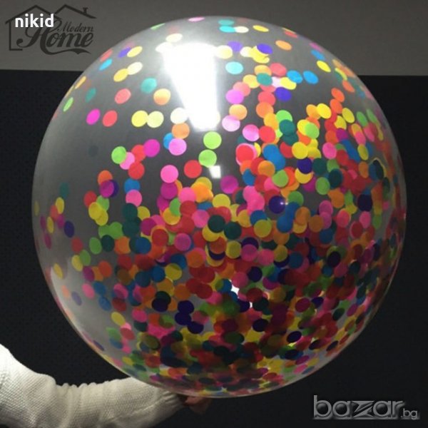 Голям прозрачен балон с цветни конфети за парти тържество рожден ден сватба, снимка 1