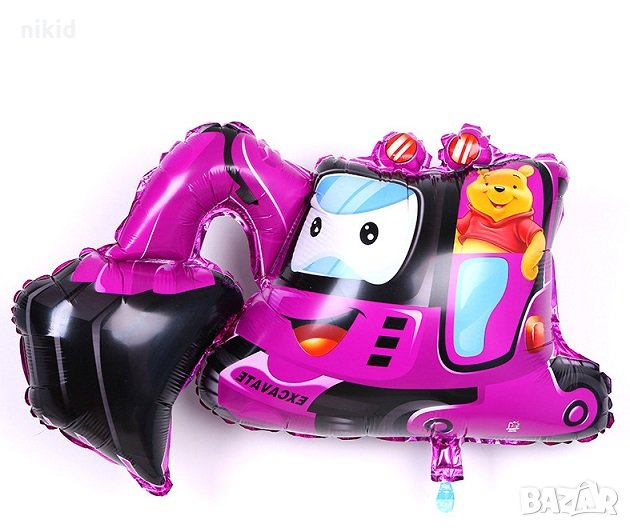 Екскаватор Багер с Мечо Пух Огромен фолиев фолио балон хелий газ или обикновен, снимка 1