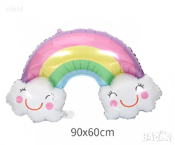 Огромна дъга с облачета фолио фолиев балон хелий или въздух парти рожден ден