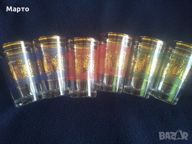комплект 6 чаши в три цвята ракиени, снимка 3 - Чаши - 24010305