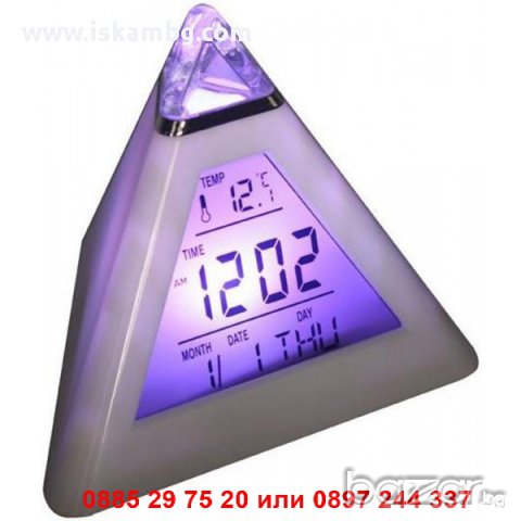 LED Часовник Пирамида сменящ цвета си в 7 цвята - код 0215, снимка 7 - Други стоки за дома - 12979317