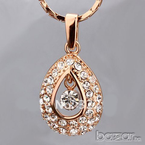 Колие позлатено с 18к злато с Сваровски кристали и Цирконий -№23, снимка 2 - Колиета, медальони, синджири - 6761755