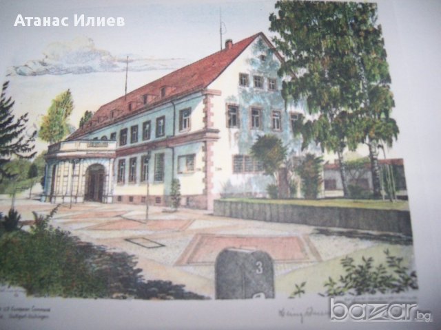 "Седалище на американското командване в Европа" гравюра подписана, снимка 3 - Картини - 12219482