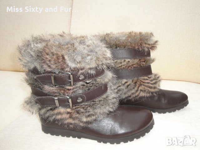 MISS SIXTY-нови кожени ботуши с пух Мис Сиксти-38 номер, снимка 2 - Дамски боти - 17873227