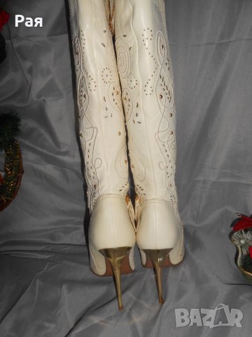 Елегантни кожени ботуши Fiorelli мръсно бели със златни елементи , снимка 12 - Дамски ботуши - 23847552