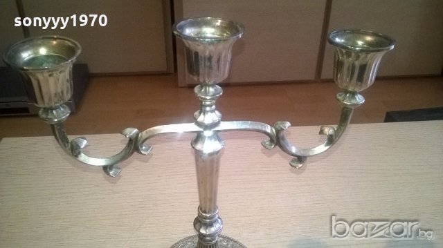 ретро свещник-made in hong kong-silver plated-26х25х12см-внос швеицария, снимка 2 - Антикварни и старинни предмети - 18346050