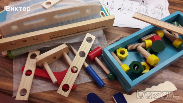 Детски дървен работен плот с инструменти, снимка 6 - Образователни игри - 21097080