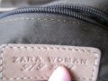 ZARA естествена кожа дамска чанта в цвят пудра, снимка 3