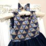 Невероятно красива детска официална рокля с паети, тъмно синя, подарък панделка коса, еднакви рокли, снимка 1 - Детски рокли и поли - 24959647