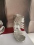 Нови, официални обувки на ток,сандали,бални, сребърни с диамантени ефекти - размер 39, снимка 5