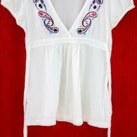 Блуза с бродерия - индийски орнаменти! , снимка 6 - Тениски - 21371363