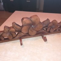 дървена закачалка с дърворезба-внос швеицария-42х13х8см, снимка 8 - Колекции - 20971433