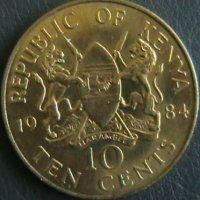10 цента 1984, Кения, снимка 1 - Нумизматика и бонистика - 25453680