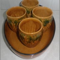 Комплект  керамична  тава(поднос)+красиви керамични чаши за вино, снимка 2 - Съдове за готвене - 23206498