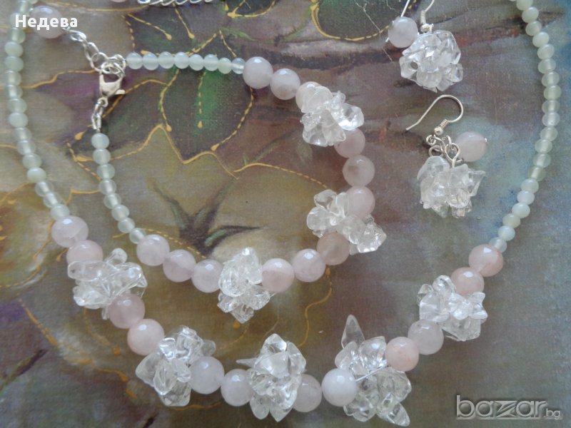 Колие , гривна и обеци от полускъпоценни камъни, снимка 1