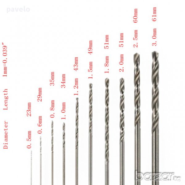 сет 10 малки бургии до 3мм, снимка 1