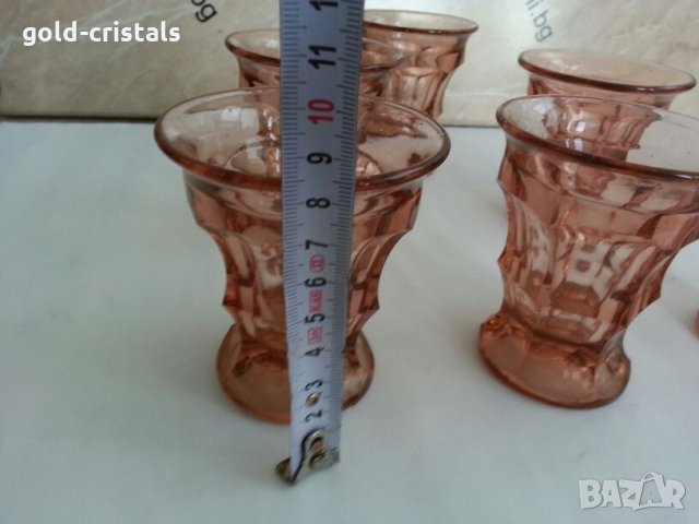 антикварен сервиз цветно розово стъкло , снимка 4 - Антикварни и старинни предмети - 26203494
