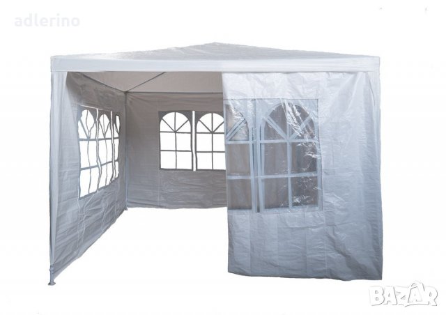  Градински павилион 3 х 3 метра, градинска шатра бяла, тента с 4 страни , снимка 6 - Градински мебели, декорация  - 24784517