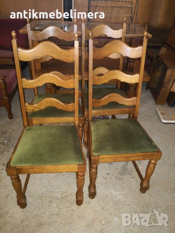 Масивен стол с дамаска от плюш - внос от Европа 4 бр , снимка 1 - Столове - 22378298