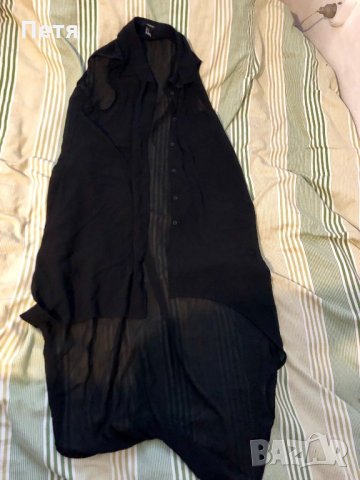 H&M Дамска черна дълга риза без ръкави, снимка 1